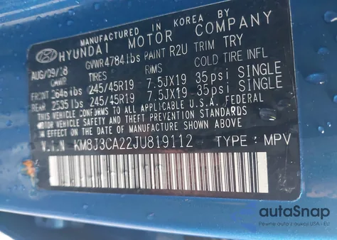 2018 Hyundai Tucson Limited из США, поврежденный, VIN KM8J3CA22JU819112